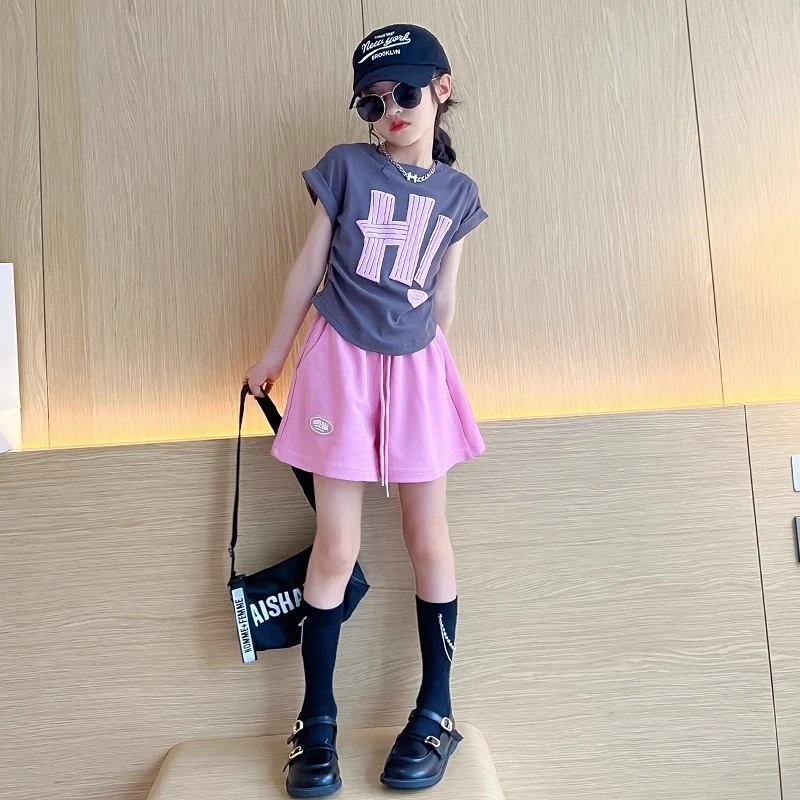 女童套装夏款2025新款童装女大童夏装网红时髦儿童短裤小女孩衣服