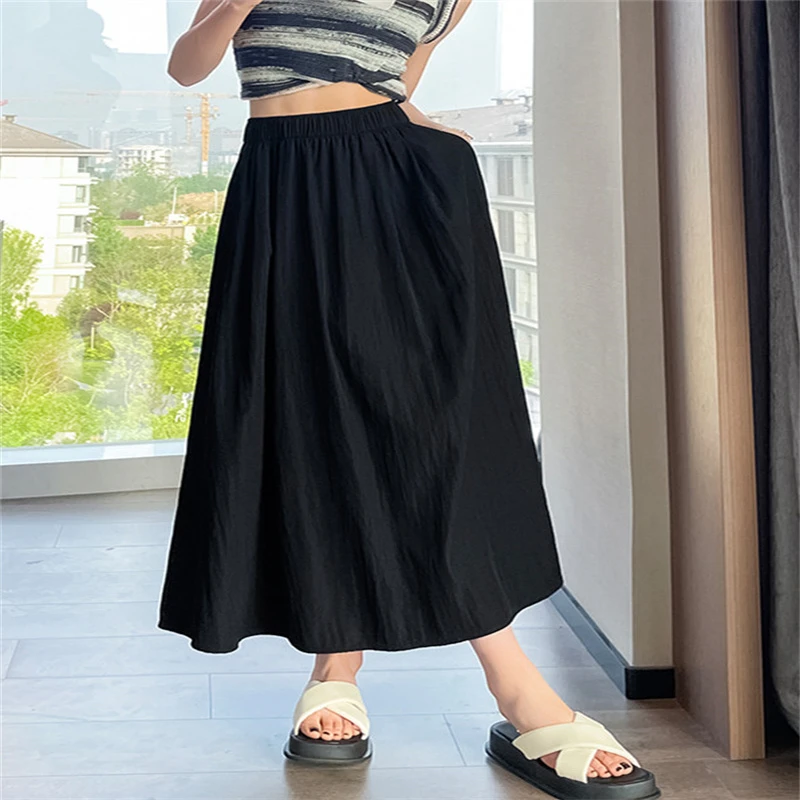 半身百褶裙女夏季新款韩版中长款A字伞裙腰显瘦休闲显瘦山本裙ins