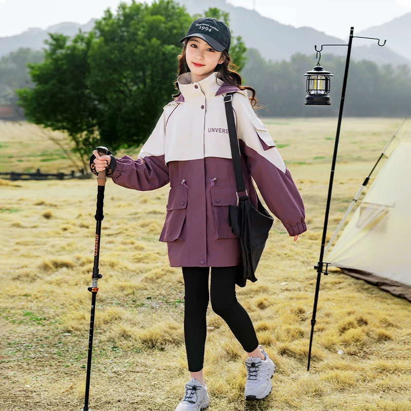 【现货】女童秋装洋气户外冲锋衣2024新款大童女孩风衣外套CWT8682