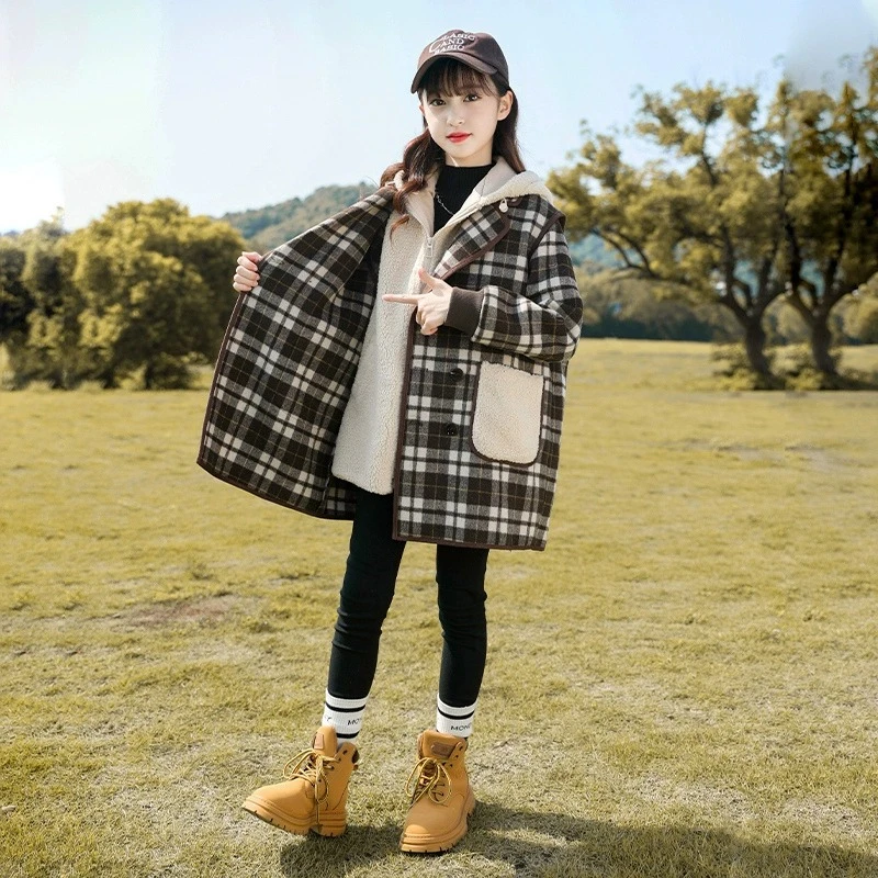 【现货·110cm-130cm】女童毛毛衣外套冬装大童儿童呢子大衣DWT7975