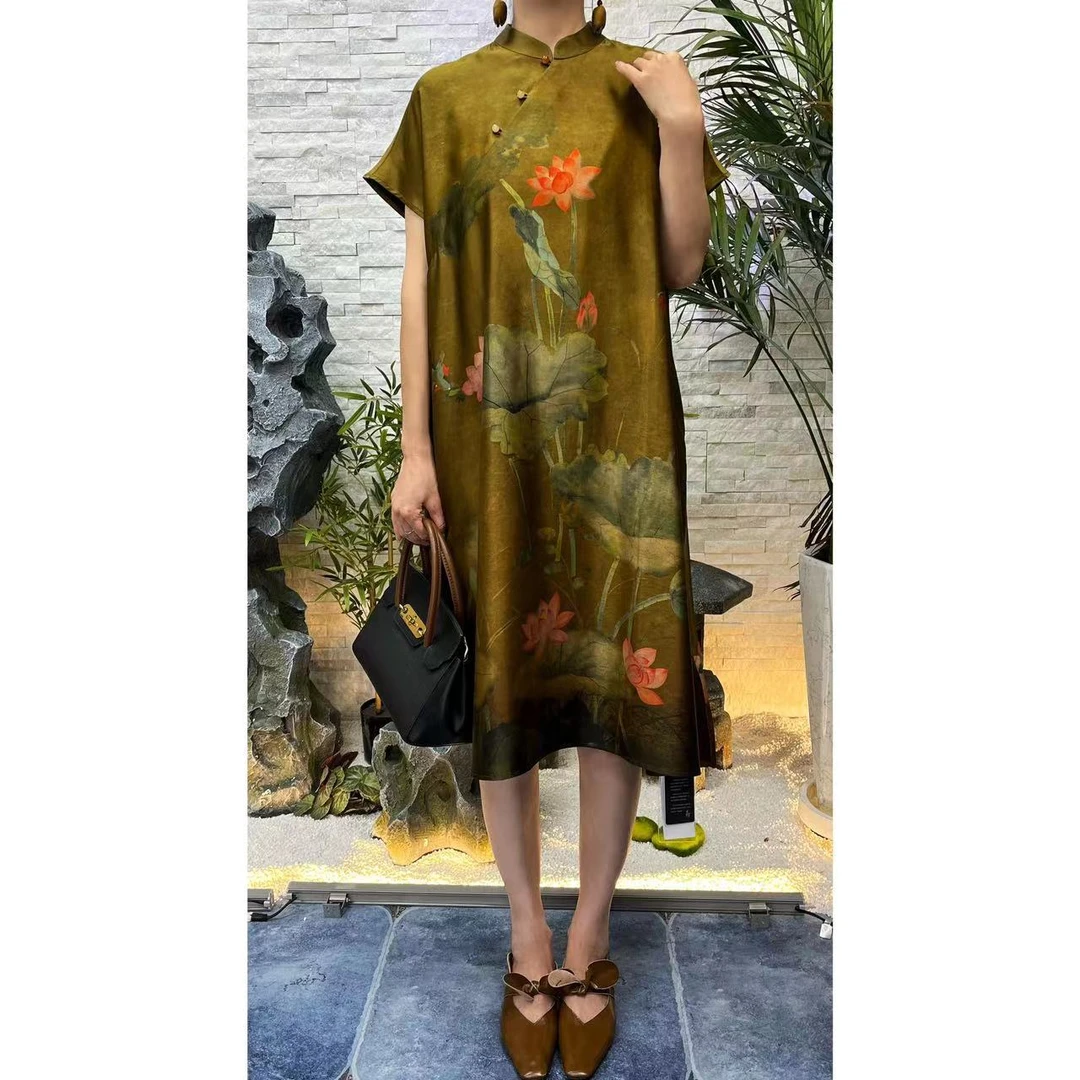 【回馈季】香云纱时尚百搭中国风设计师款连衣裙NRSB-668562