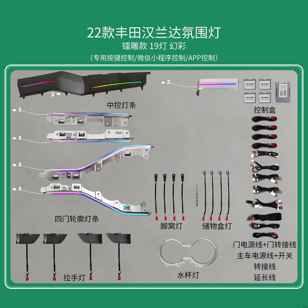 22-23款丰田汉兰达动态镭雕款氛围灯车内灯动态高配升级气氛灯