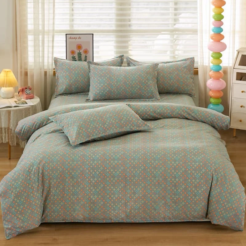 蓝碎花床单-单人双人柔软亲肤四季可用印花小碎花床单（黛菲尔）