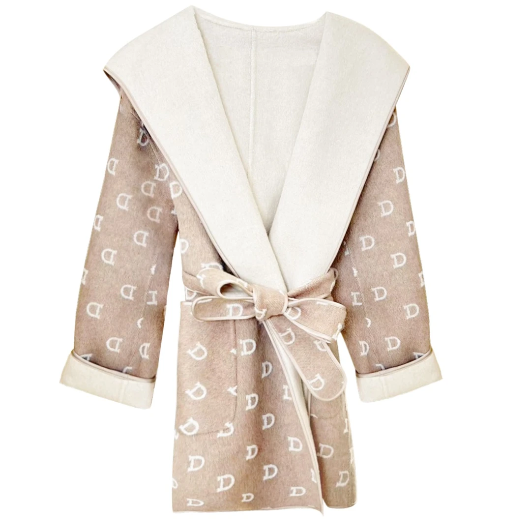 【奢香夫人】23D811大衣双面呢大衣连帽显瘦