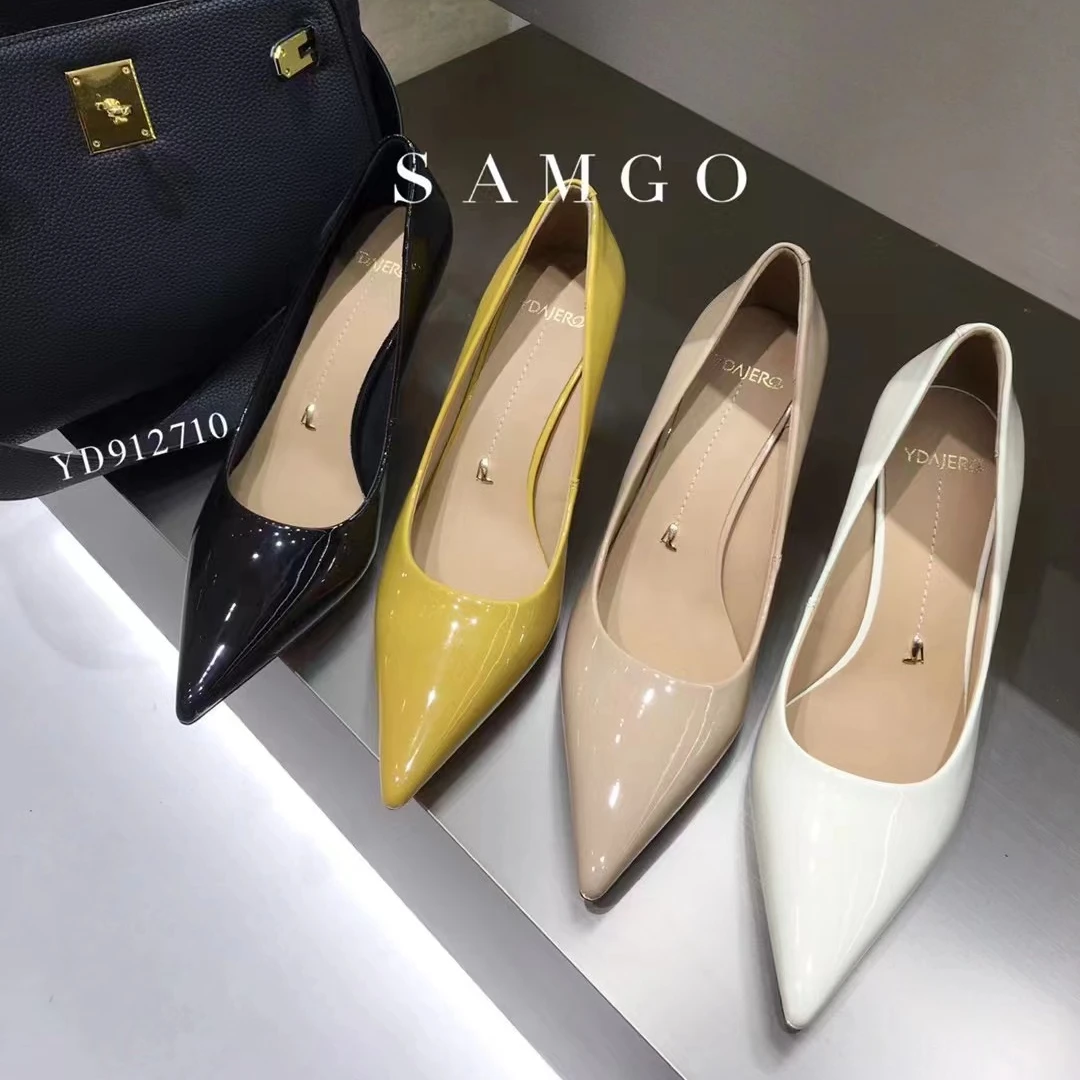 一代佳人尖头高跟鞋女细跟2024春季新款百搭裸粉色黑色工作鞋 8cm