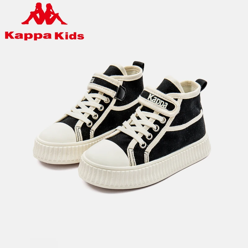 Kappa Kids2024新款儿童软底百搭舒适透气男女童帆布鞋中高帮布鞋