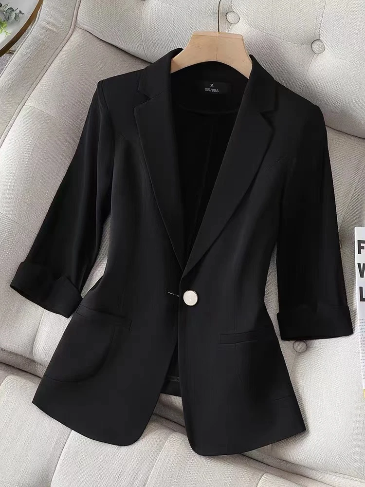 R9563休闲西装外套小个子春夏新款气质七分袖西服高级感职业薄款