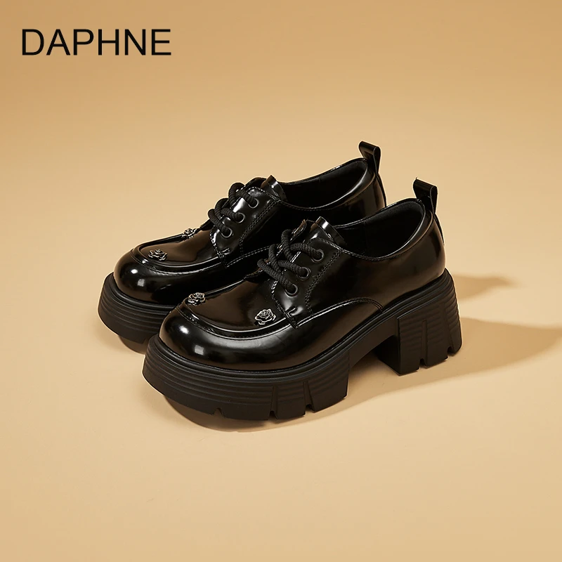 达芙妮软底德比鞋2025春季新款真皮耐磨魔术贴增高防滑玛丽珍鞋女