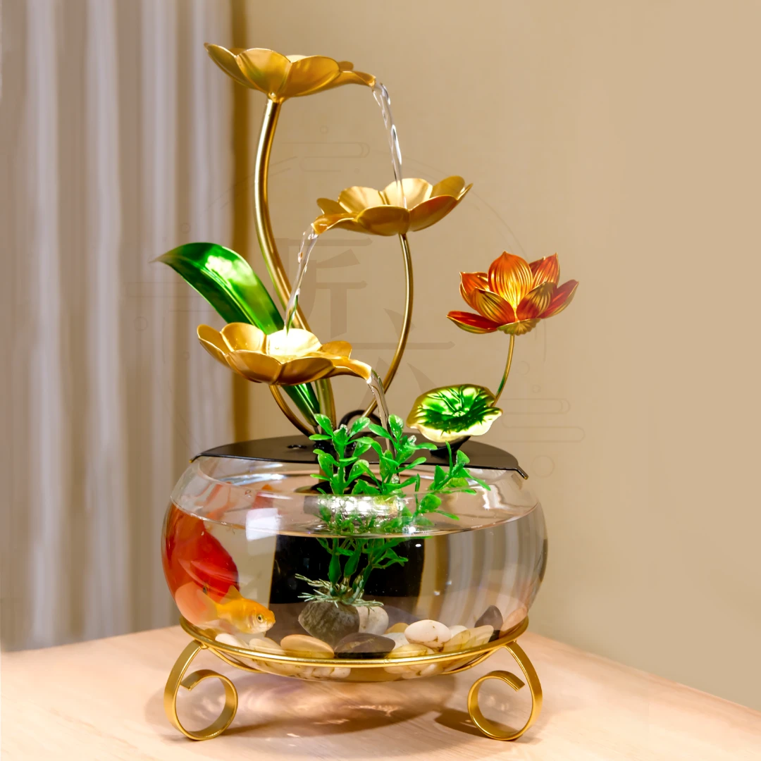 新中式流水摆件家居桌面装饰品客厅三层循环水工艺品风水摆件展示