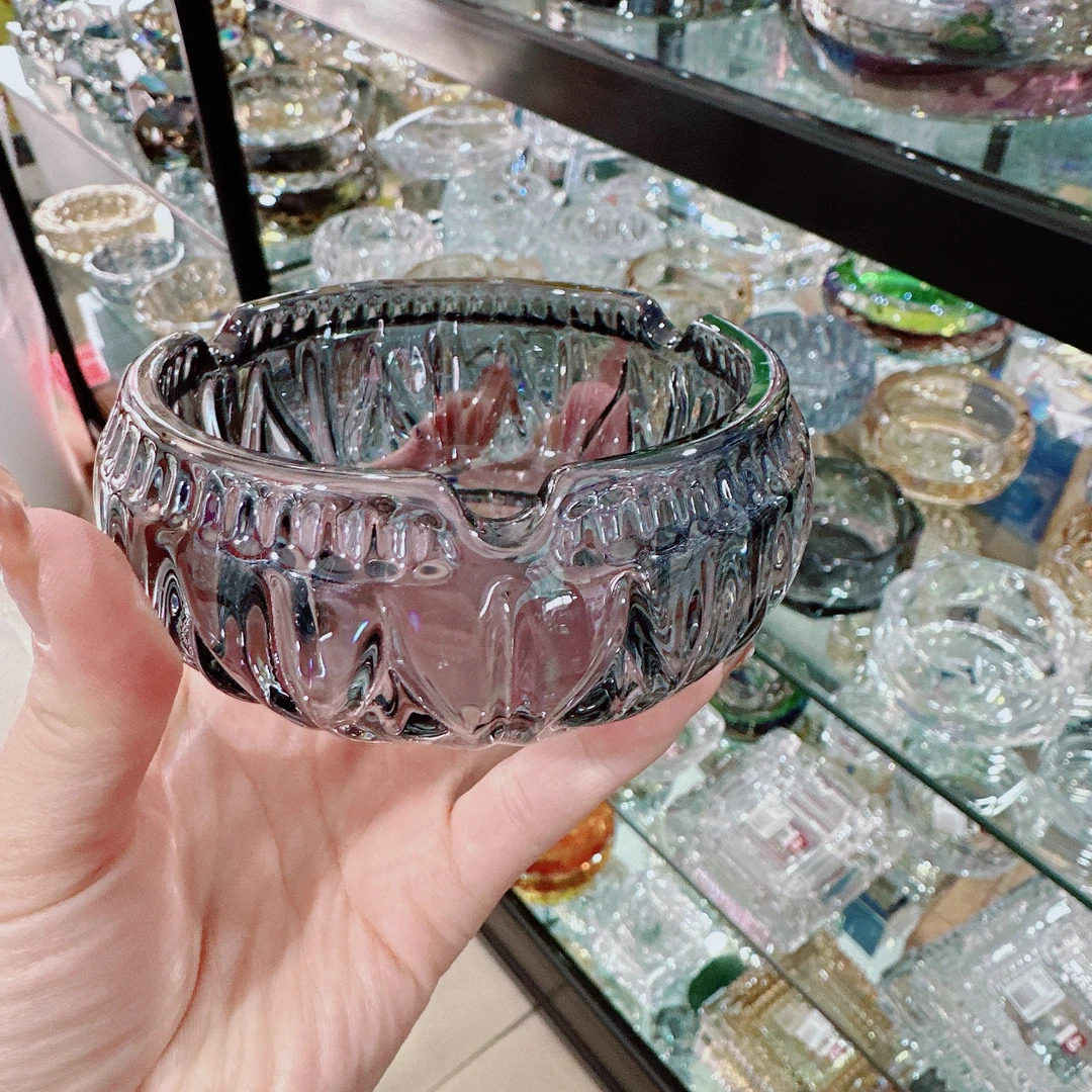 轻奢水晶玻璃烟灰缸高档家用客厅小号烟缸办公室