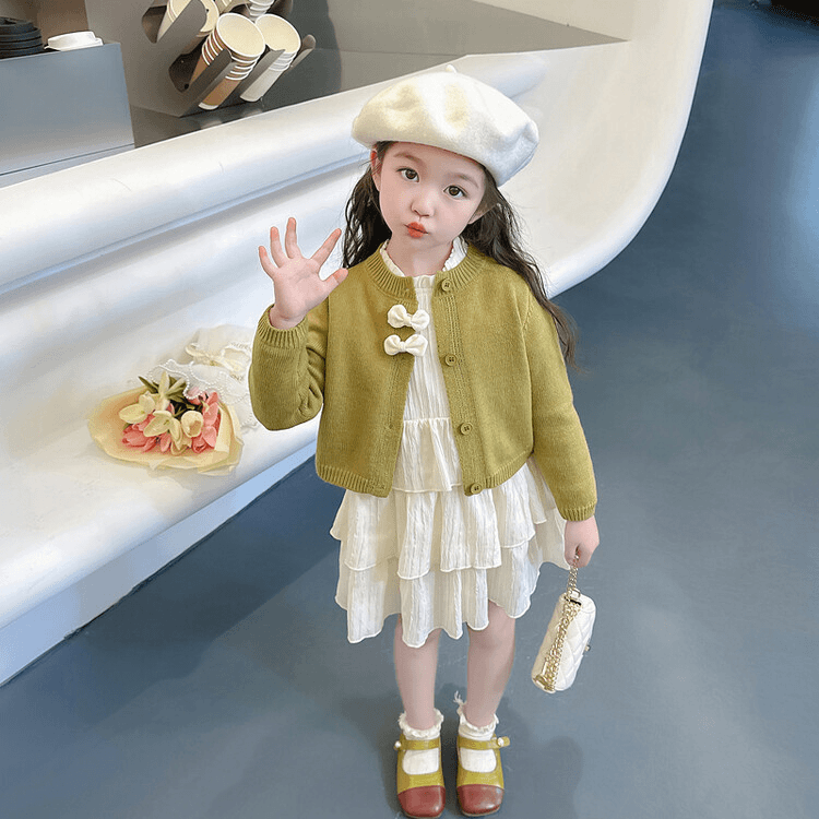 女童蛋糕裙春秋装女宝宝洋气红色周岁礼服生日宴小女孩加绒公主裙