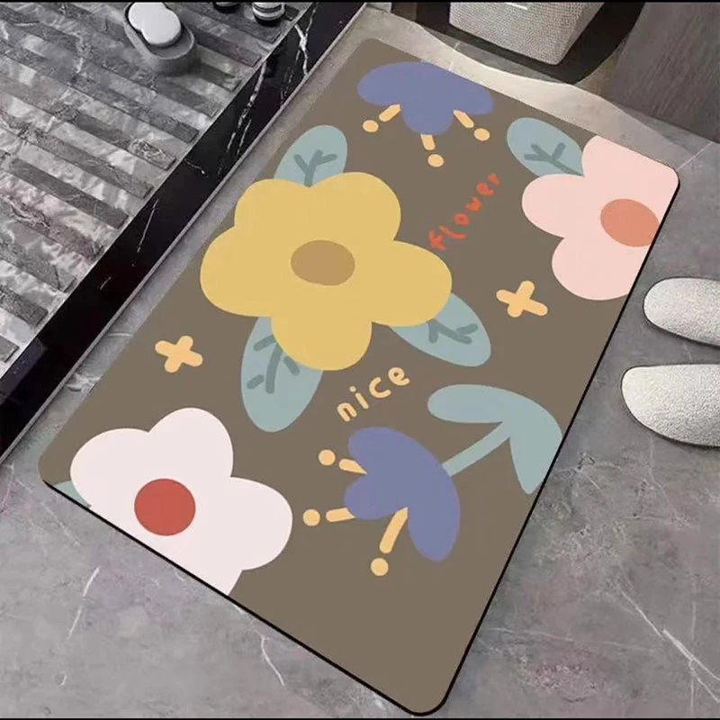 浴室软硅藻地垫吸水防滑橡胶底脚垫简约卫生间淋浴房门口垫子家用