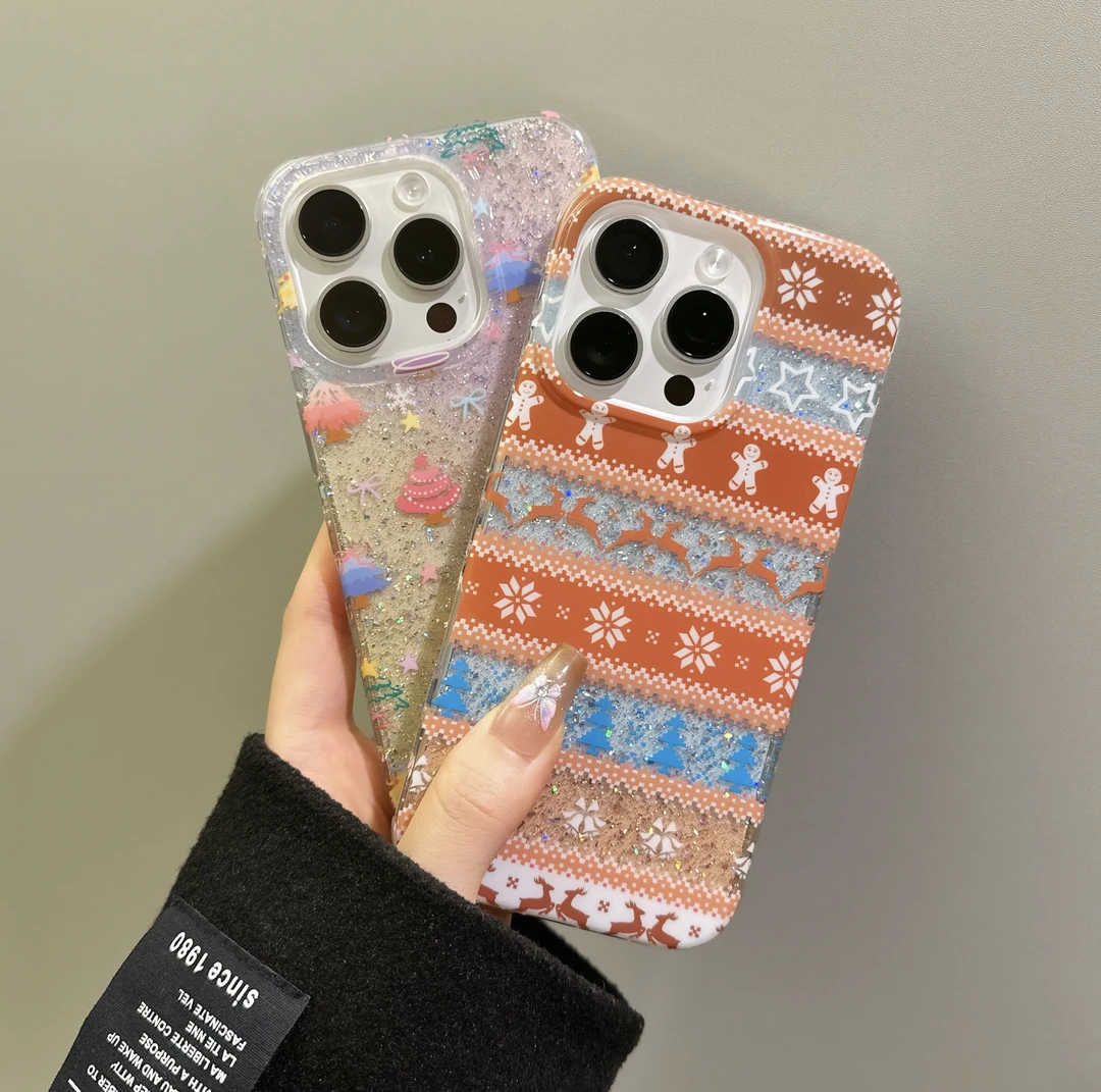 闪粉圣诞树高级感适用iPhone16promax手机壳苹果创意小众15/14/13