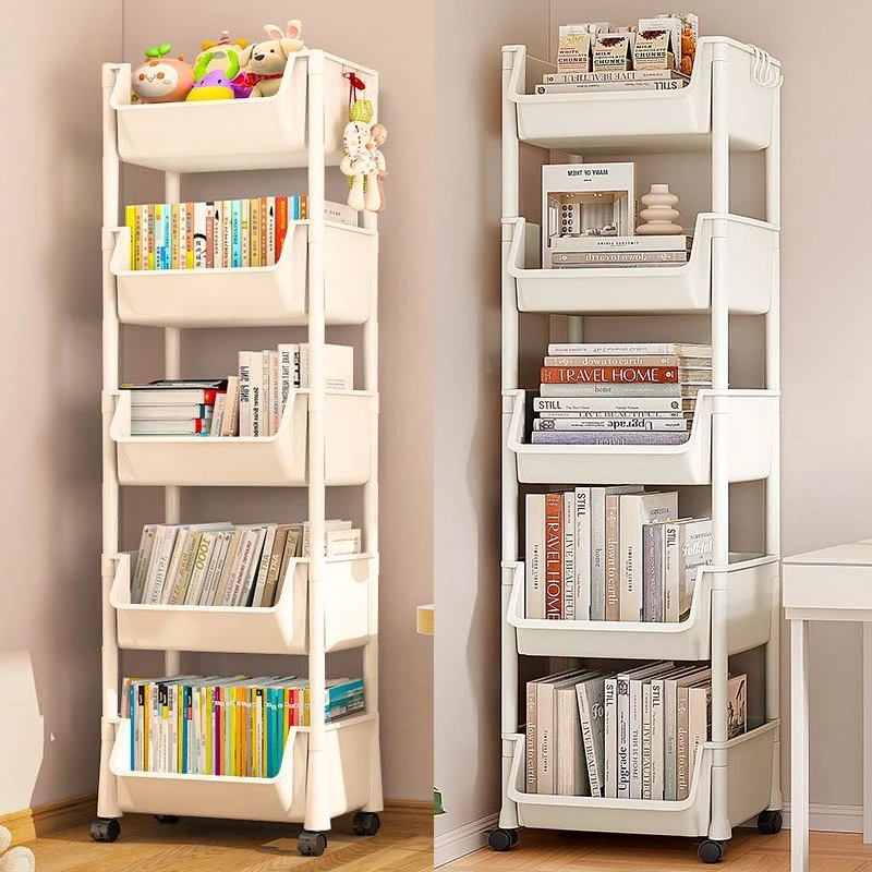 儿童书架书桌旁小推车收纳置物架办公室桌面宿舍可移动带滚轮落地