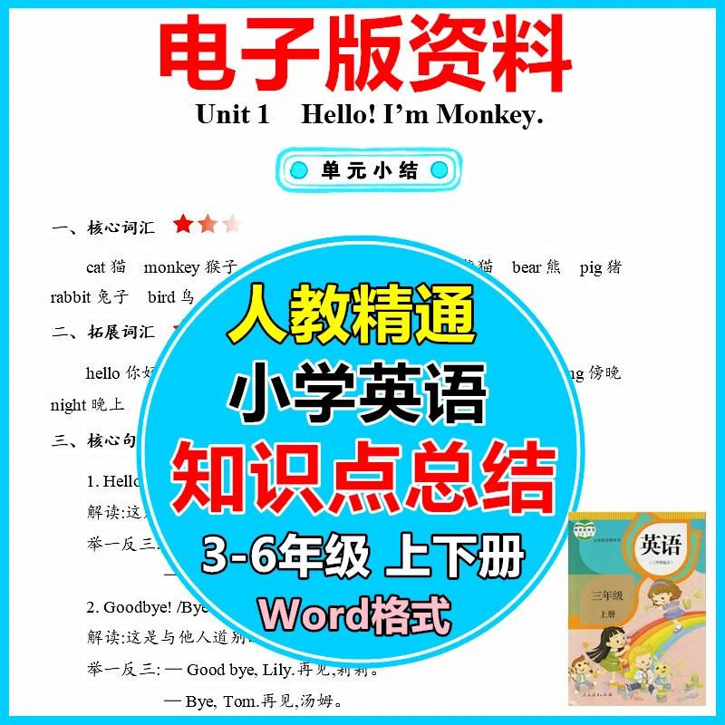 人教精通小学英语知识点总结三四五六年级上下册期末电子版