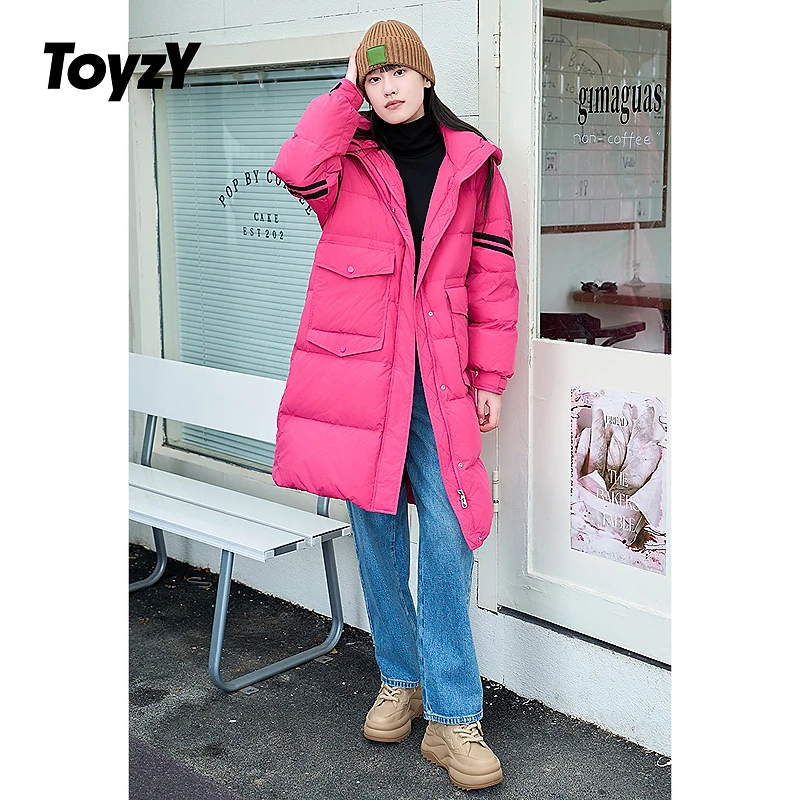 ToyzY24秋新款运动风90白鸭绒保暖中长羽绒服ZC34308060