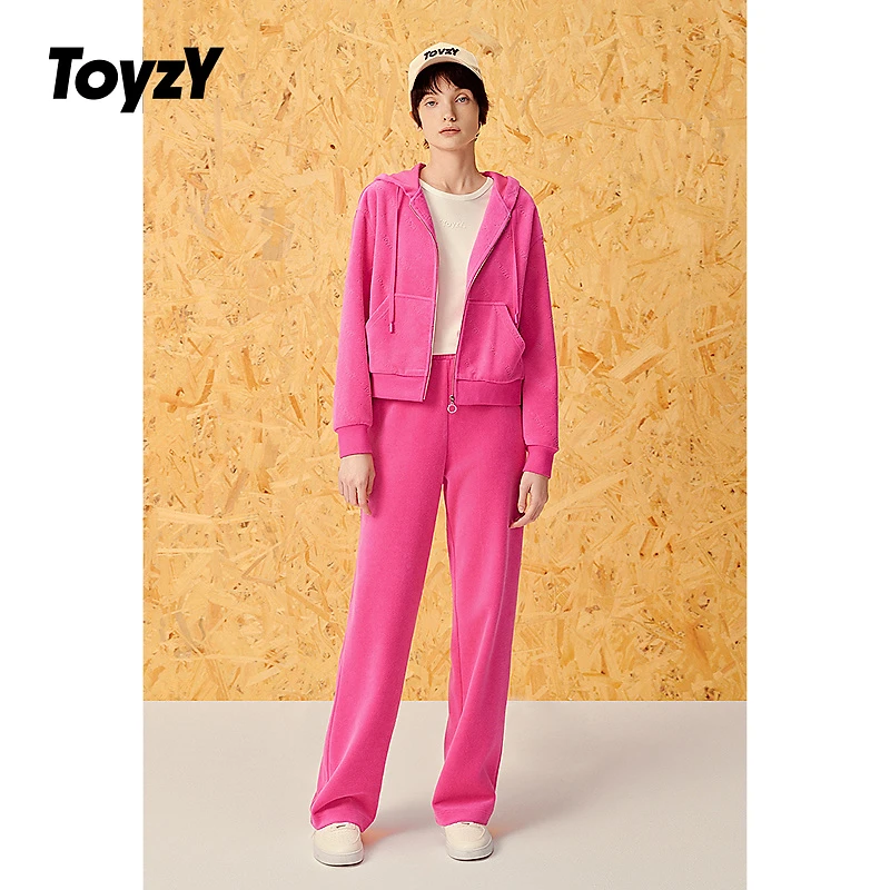 ToyzY新款多巴胺运动风舒适棉绒直筒休闲裤ZC34320040