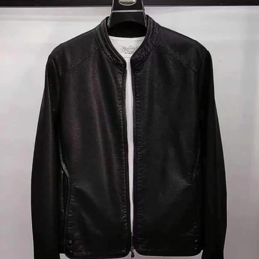 新款高品质男士休闲立领皮衣外套R8012