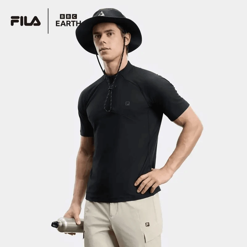 Fila斐乐【回收纱线】开襟立领内搭户外速干运动短袖T恤A11M437122F