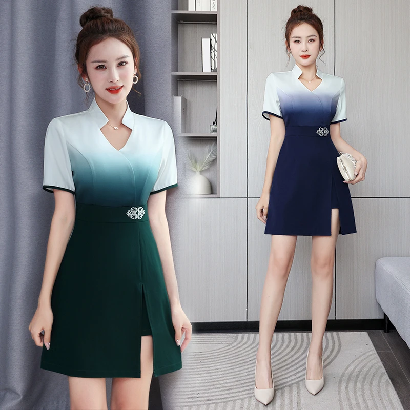 新款美容院养生足浴工作服足疗洗浴按摩显瘦套装水疗桑拿制服高端