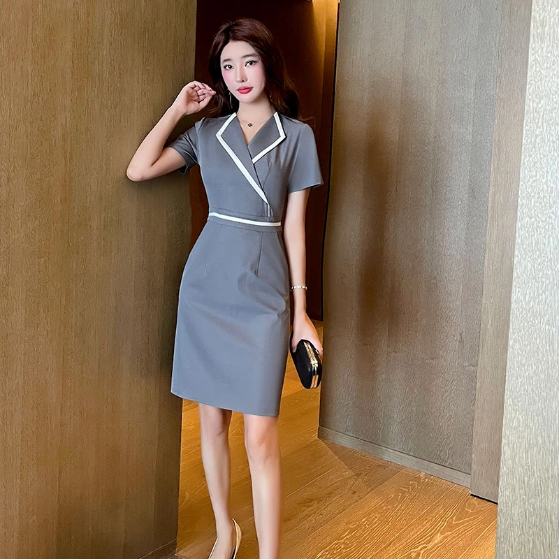 足浴店女技师工作服养生馆采耳师连衣裙美容足疗洗浴显瘦裤装短袖