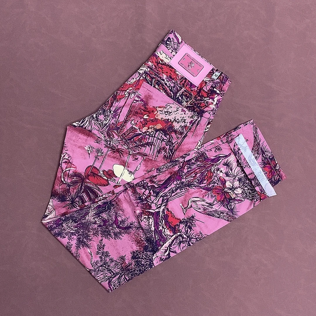 欧货春夏薄款修身数码印花休闲裤男士港风轻奢时尚潮流花色男裤