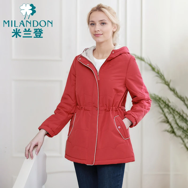 MILANDON/米兰登2024冬季抽绳收腰棉衣宽松保暖厚款外套1O350003