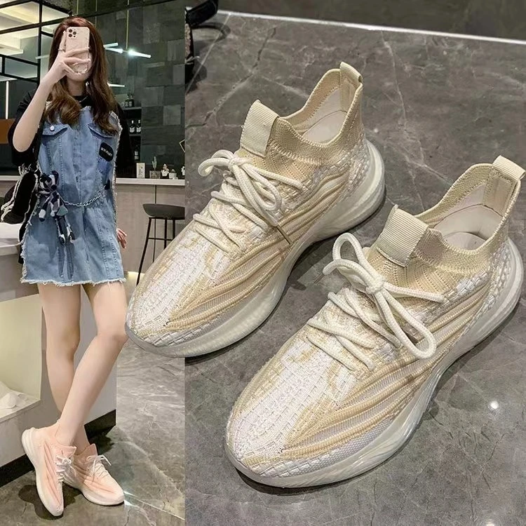 回力瑞女鞋2024新款飞织椰子鞋女春季透气镂空网眼弹力老爹鞋网鞋