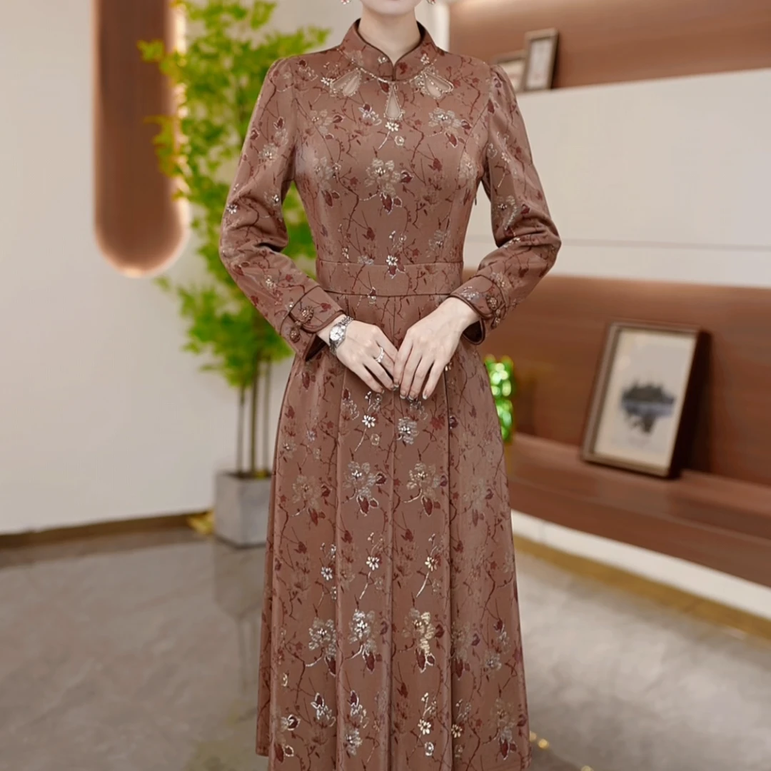【紫睿女装】Y24163秋季新款国风中式旗袍遮肚子收腰显气质百搭