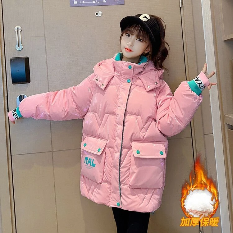 巴拉巴拉2023款冬季中大童女童加绒羽绒服休闲宽松时尚网红免洗棉