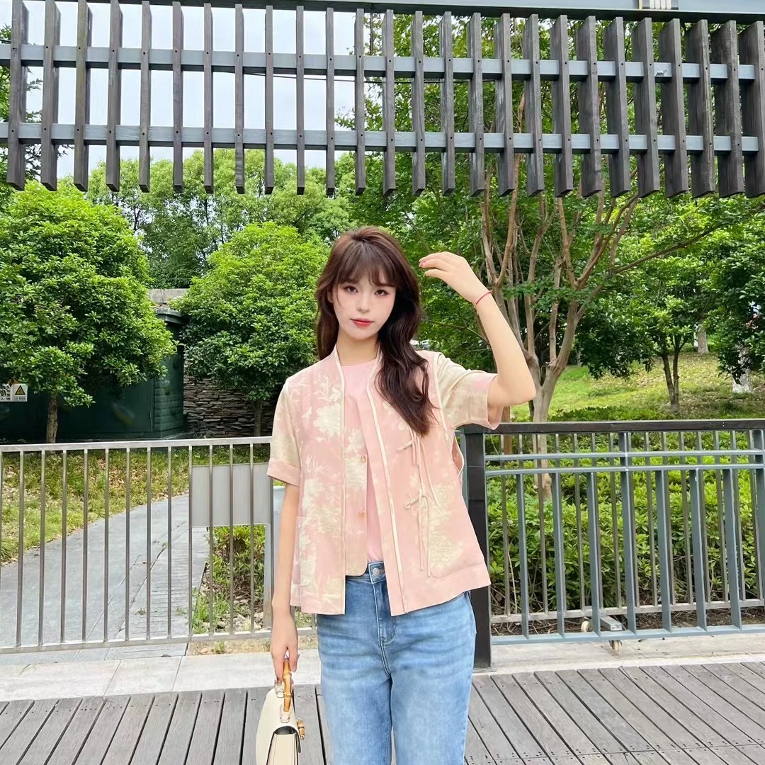 【禅意新中式】恩派雅2024新款粉色短外套上衣女XNJAA1012A