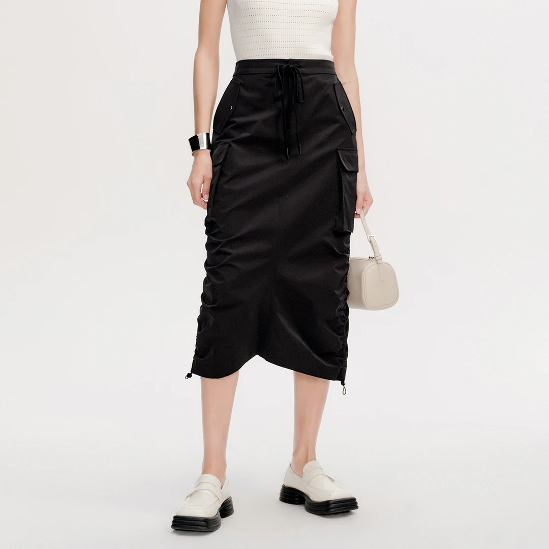 恩派雅2024春新款女工装风琴袋设计工装裙A型半身裙XNJEA3507A