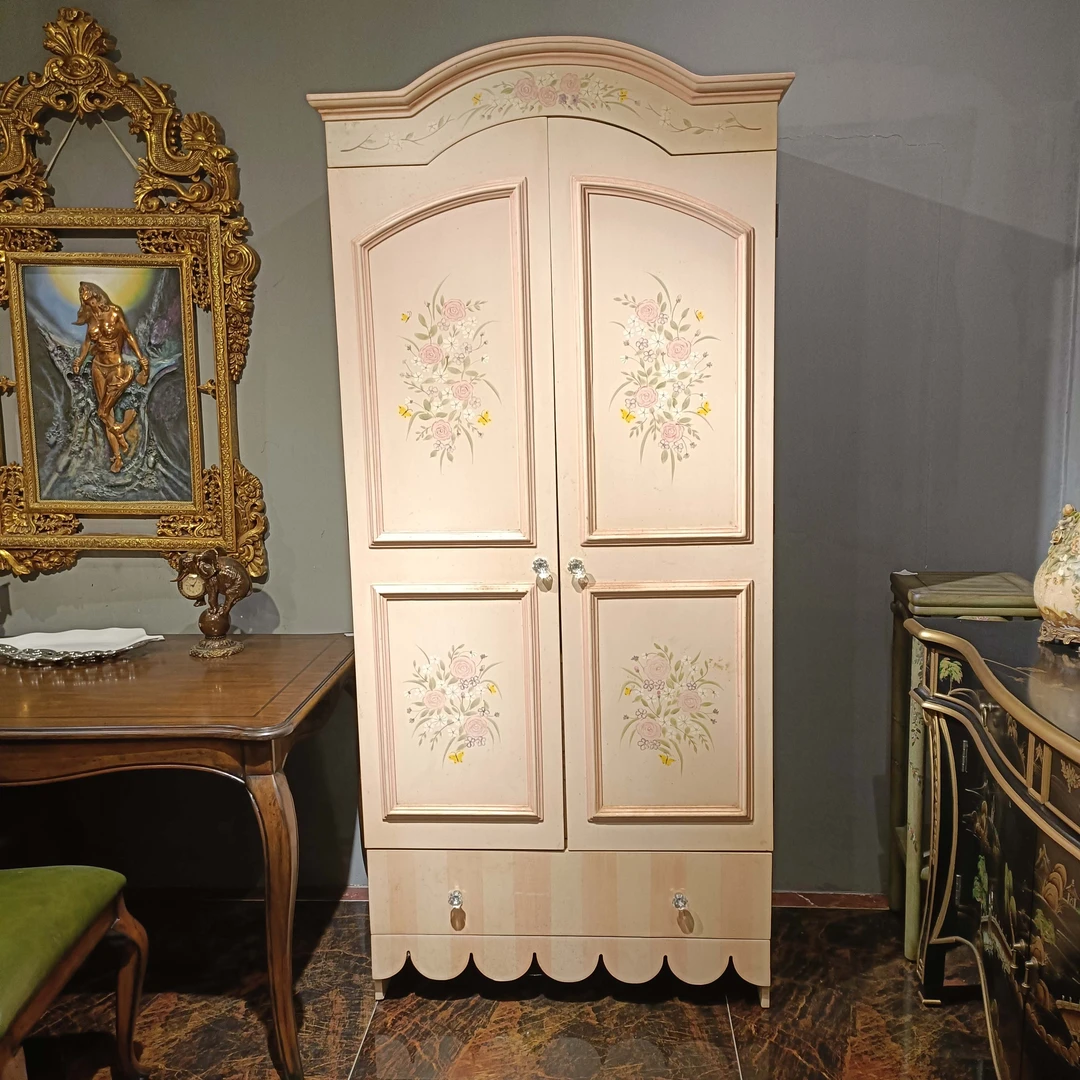 美式复古客厅玄关卧室水洗双门彩绘欧式大气法式衣柜柜子衣橱中式