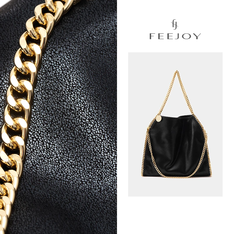 时尚气质黑色大容量单肩腋下链条包