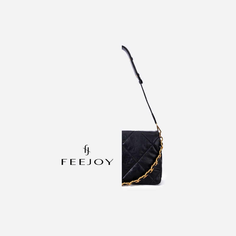 FEYJOY轻奢高端新款女包菱格翻盖真皮小众设计师女士包袋经典款1