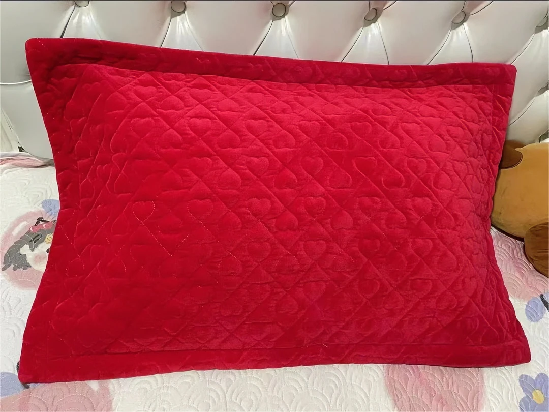 净面高克重婴儿绒水晶绒宝宝绒枕套加厚纯色绒面绗缝（枕套一对装）