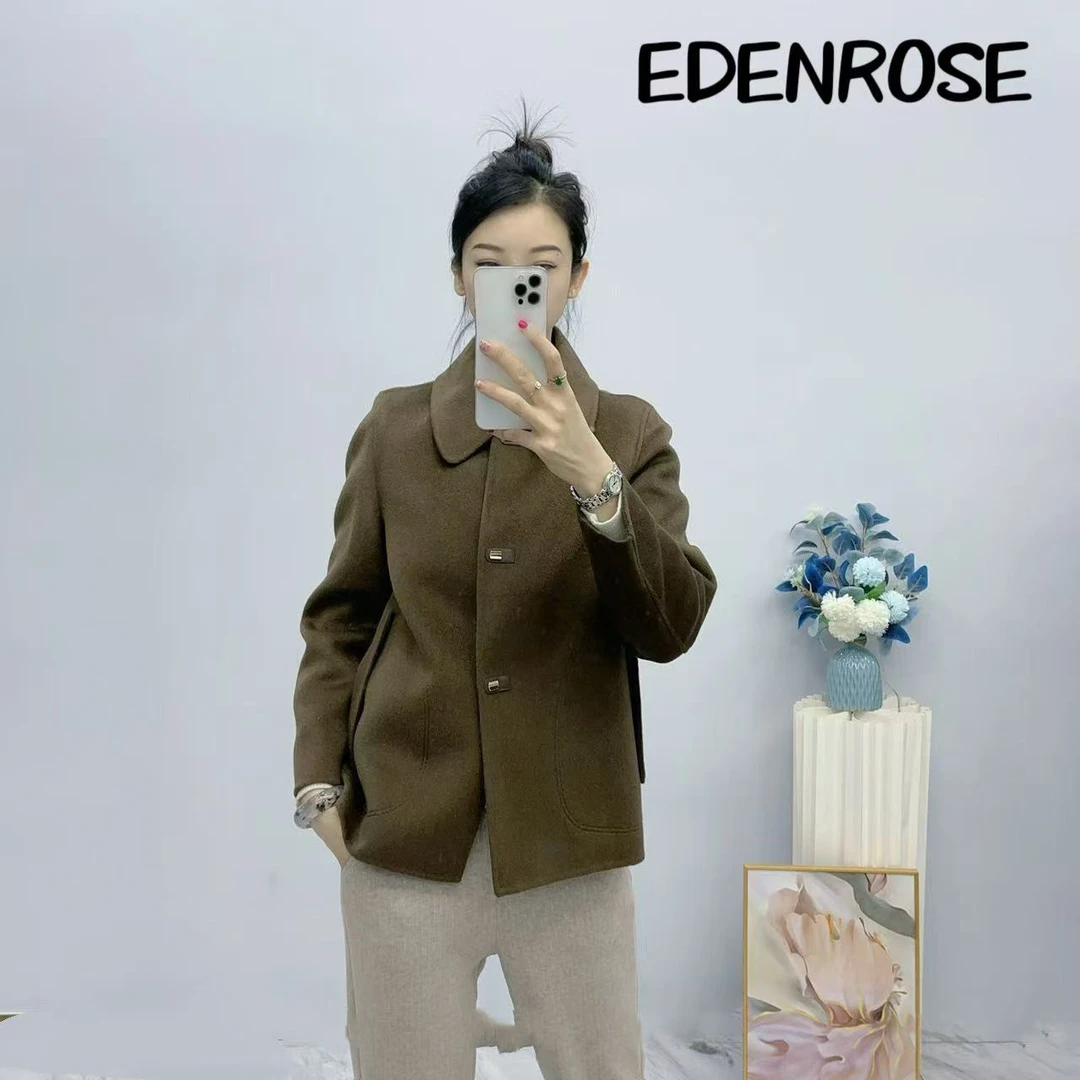 EDENROSE伊丹诺思气质时尚休闲百搭女士羊毛大衣EX24XY3075