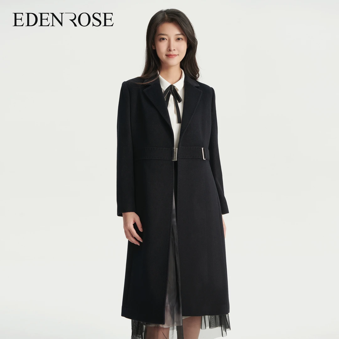 EDENROSE伊丹诺思长款气质时尚百搭女士羊毛大衣E14D07160W-A165