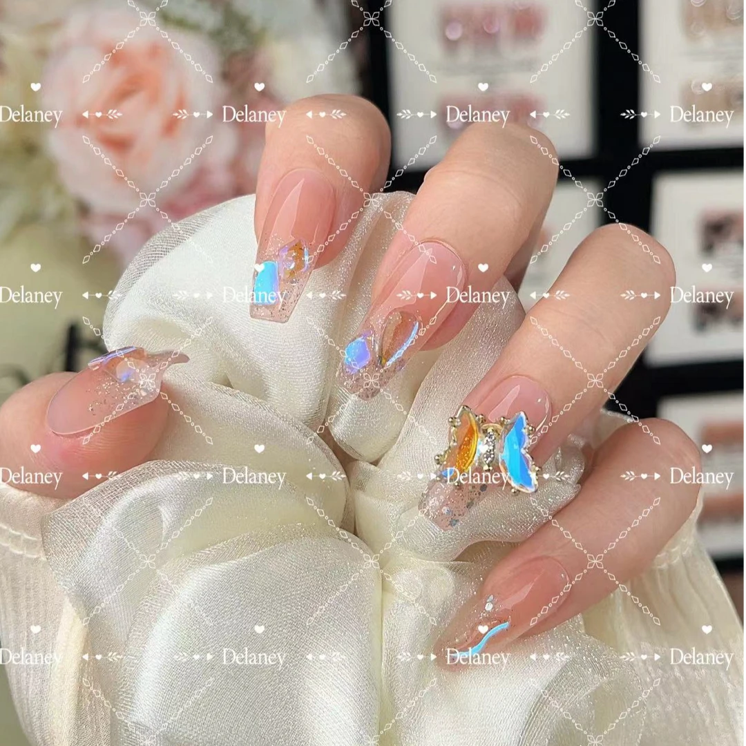 D【游蝶乐园】纯手工美甲可以旋转的蝴蝶可拆卸穿戴甲