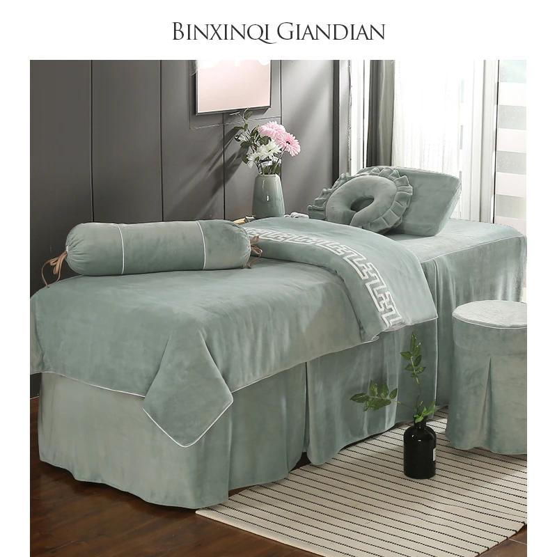 美容牛奶绒四件套床罩