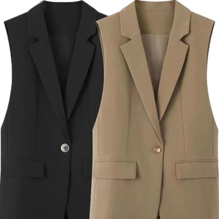 西装马甲女春秋季新款2025网红宽松气质外搭坎肩背心短款西服马夹
