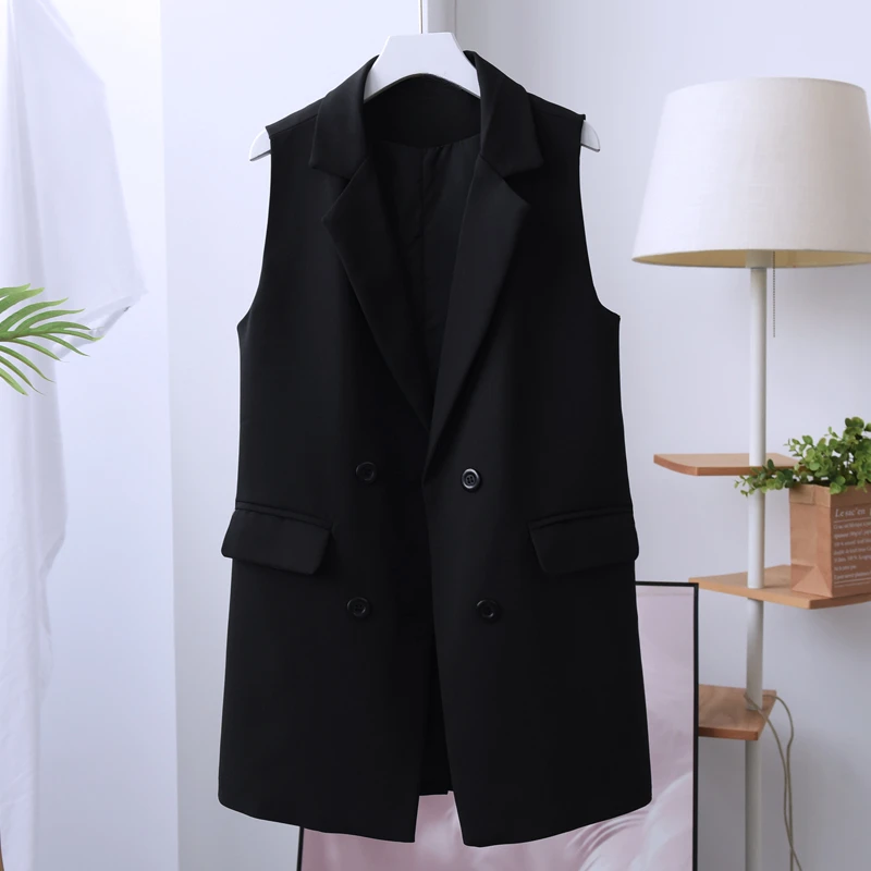 马甲女中长款春秋季女士新款外搭百搭宽松西装马夹背心无袖开衫