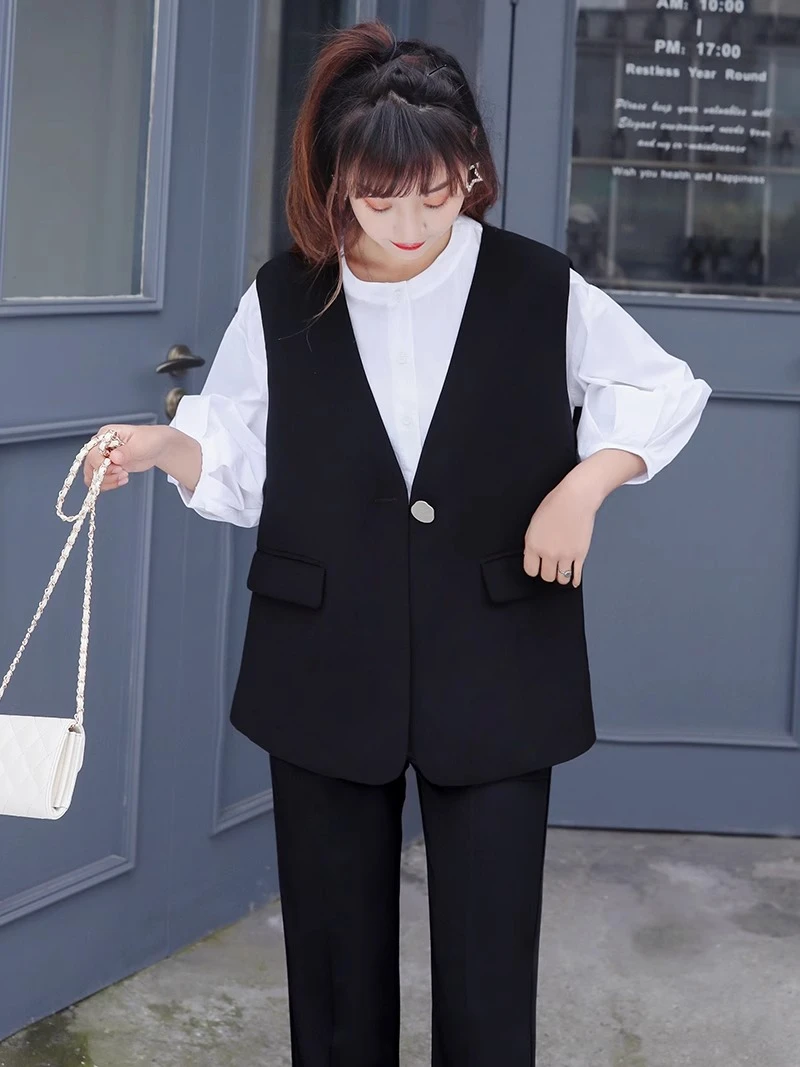 小个子西装马甲女一粒扣韩版时尚宽松V领上衣潮2025年春夏外套女