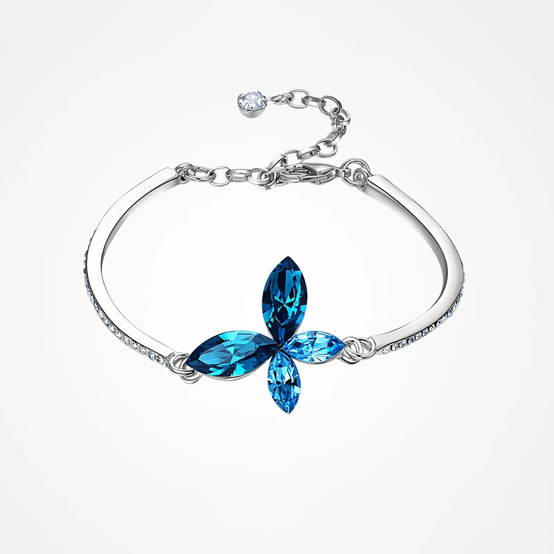 Lonel/洛奈 合金仿水晶手镯 蝴蝶蓝手镯轻奢百搭小众1752793JA
