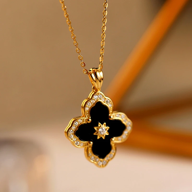 Lonel/洛奈 坠链均925银合成锆石 四叶奇迹 时尚百搭项链DYSA2278