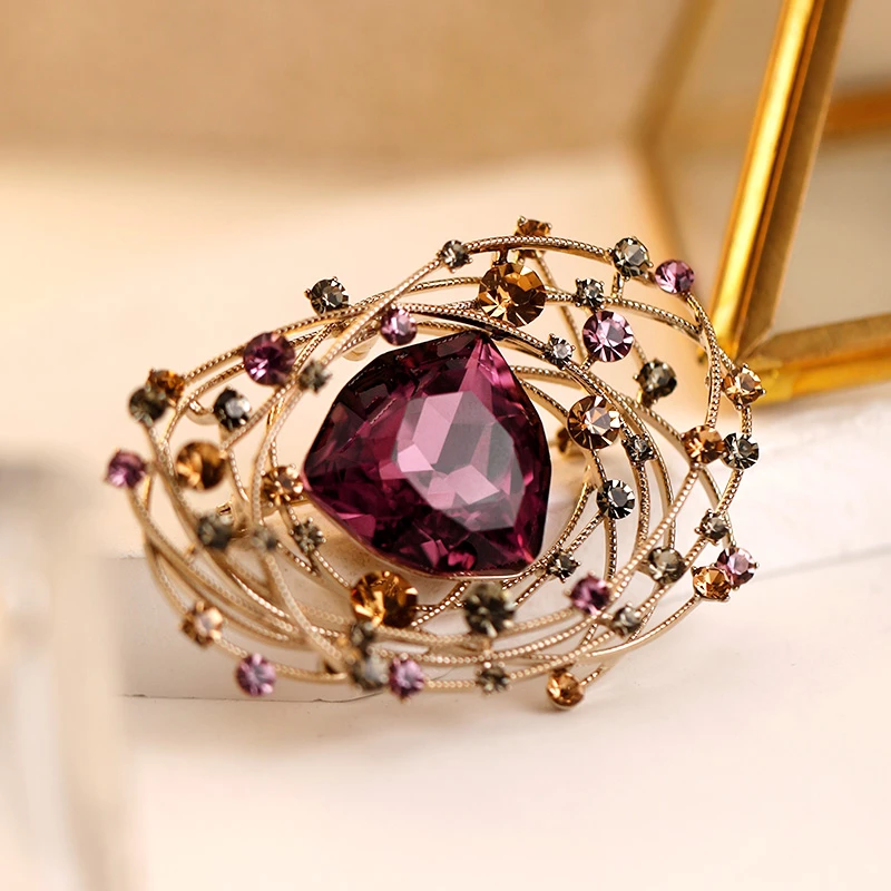 Lonel/洛奈 铜合金仿水晶胸针 守护之心高档胸针胸花饰品DHSH0966