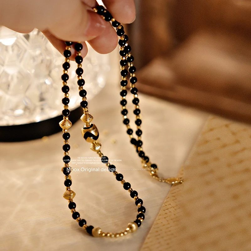 925银项链玛瑙长款小众首饰品女款氛围感配饰饰品轻奢小众高级感