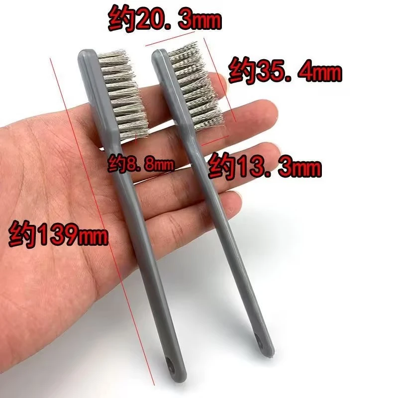 钢丝刷灰柄钢丝3排刷金刚菩提清理刷子打底刷子硬毛刷长柄核桃刷
