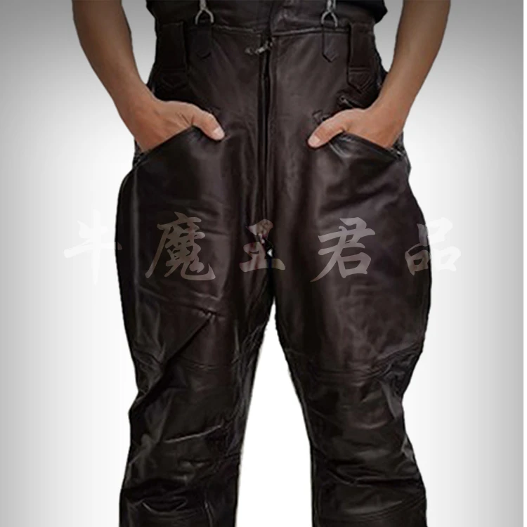 59夏飞五九款式飞行皮裤春秋单皮裤 棕色皮裤马裤型皮裤真皮皮裤