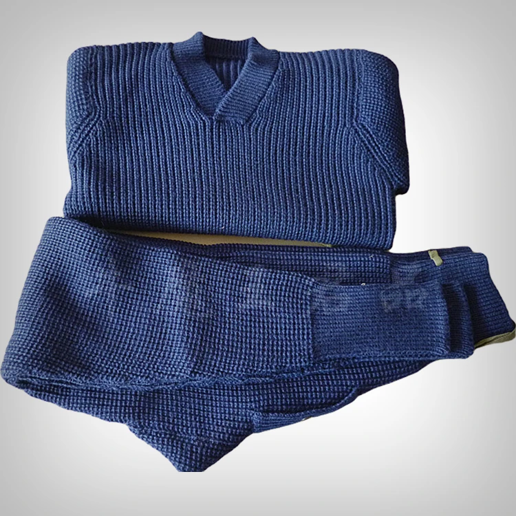 老货全新藏蓝色男士蓝色V领三角领毛衣裤59冬飞毛衣毛裤秋冬长袖